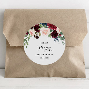 Sticker Rond Automne Russe Bourgogne Sip Hooray Mariage