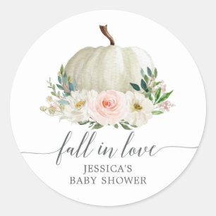 Sticker Rond Automne Rustique Citrouille Floral Chute En Amour