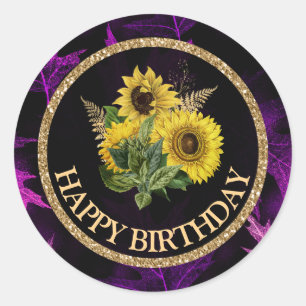 Sticker Rond Automne Tournesol automne Joyeux anniversaire