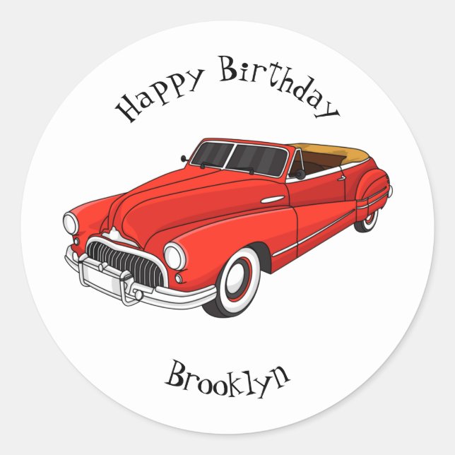 Sticker Rond Automobile classique rouge 1948 (Devant)