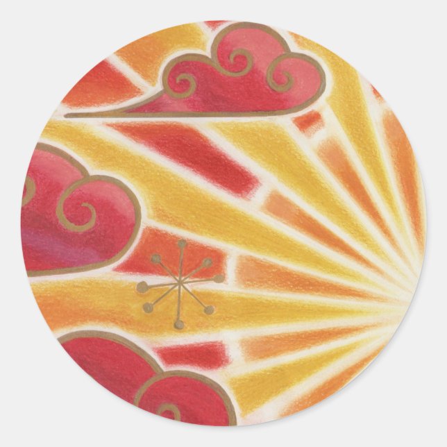 Sticker Rond Autonome du coucher de soleil ronde (Devant)