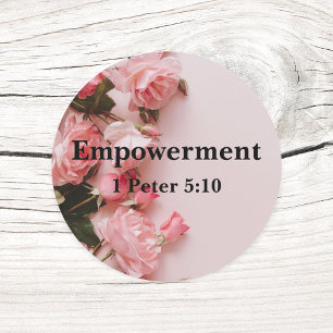 Sticker Rond Autonomisation 1 Pierre 5:10 Verse Elégant Roses R