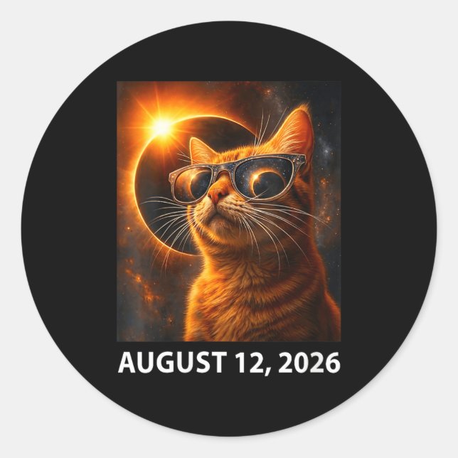 Sticker Rond Autoportrait de chat de femme Éclipse totale (Devant)