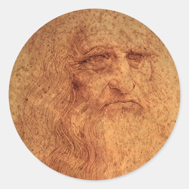 Sticker Rond Autoportrait de Léonard de Vinci, Art de la Renais (Devant)