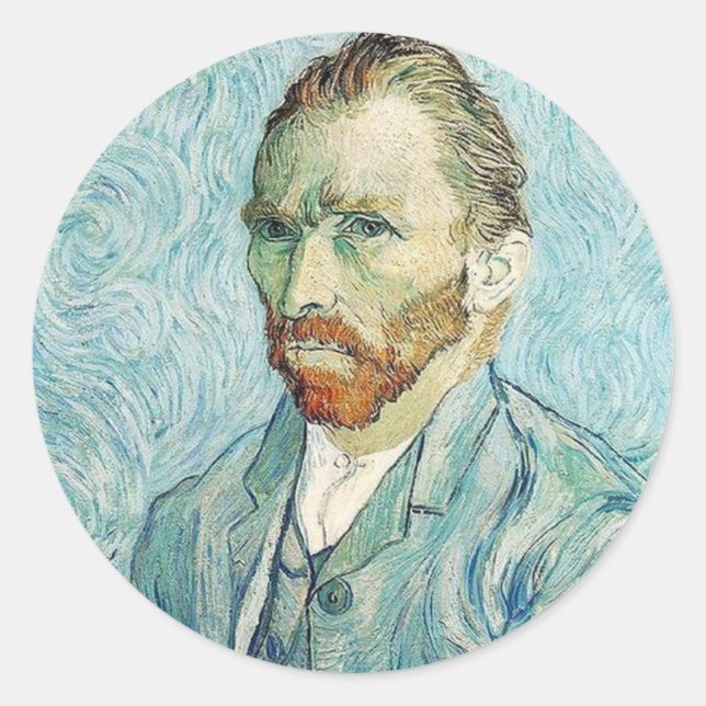 Sticker Rond Autoportrait de Vincent Van Gogh (Devant)