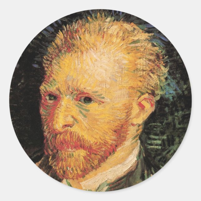 Sticker Rond Autoportrait de Vincent van Gogh, Gravure d'Art de (Devant)