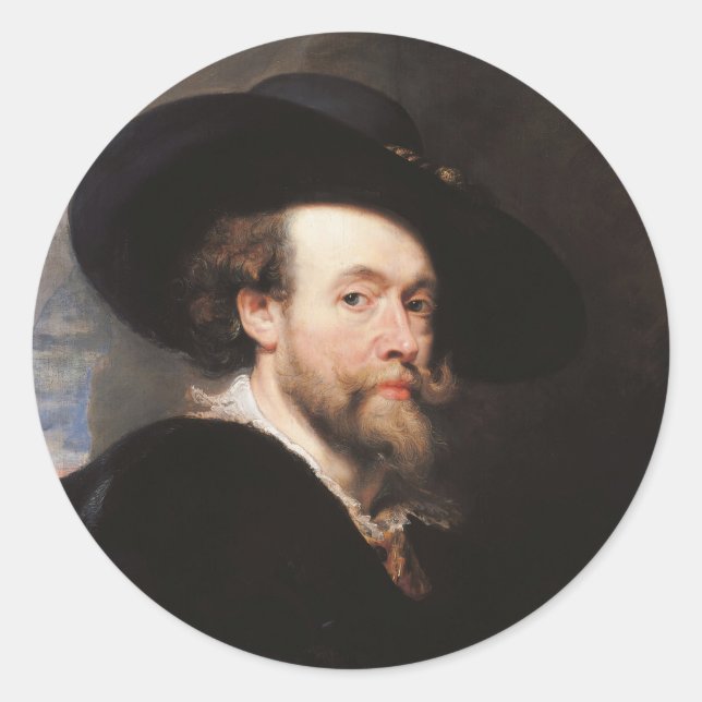 Sticker Rond Autoportrait par Sir Peter Paul Rubens (Devant)