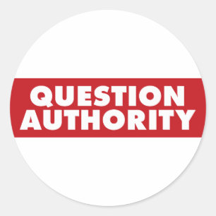 Sticker Rond Autorité de question - rouge !
