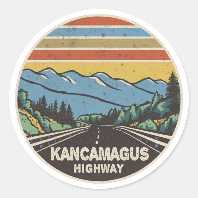 Sticker Rond Autoroute Kancamagus Monts New Hampshire (Devant)