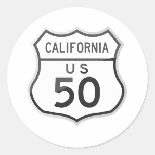 Sticker Rond Autoroute US 50 California Road Trip