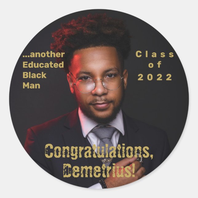 Sticker Rond Autre Black Man 2022 - Photo de fin d'études (Devant)