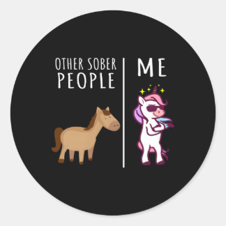 Sticker Rond Autres Personnes Sobres Moi Unicorne Aa Récupérati