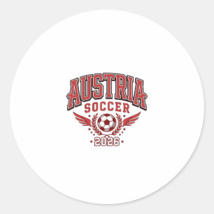 Sticker Rond Autriche Football 2026 Football Gras Pays Typograp