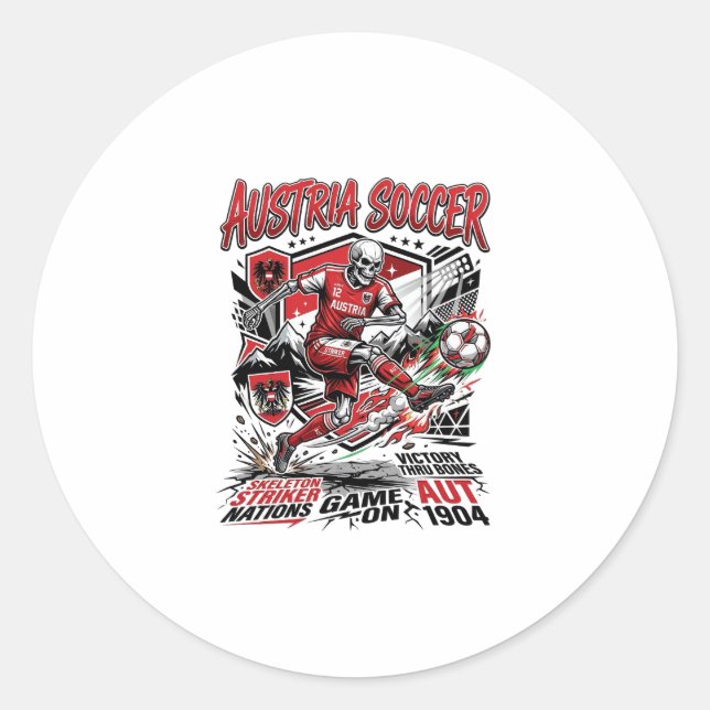 Sticker Rond Autriche Football Squelette Attaquant Nations Affi (Devant)