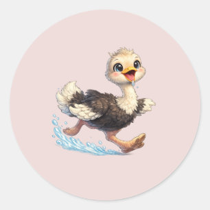 Sticker Rond autruche, autruche heureuse, art d'autruche, amate