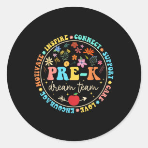 Sticker Rond Avant-k Dream Team Be Kind Love Floral Back To Sch