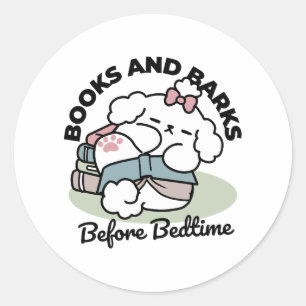 Sticker Rond Avant le coucher avec ma chienne - Livre et Amoure