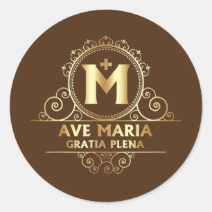 Sticker Rond Ave Maria Schubert Messe latine Béni Mère Marie