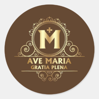 Sticker Rond Ave Maria Schubert Messe latine Béni Mère Marie