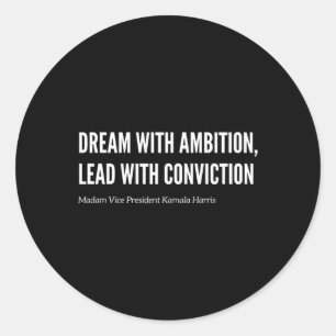 Sticker Rond Avec Ambition Kamala Harris 2024 Election Anti Tru