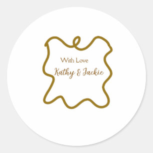 Sticker Rond Avec amour ajout nom couple mariage frontière espa