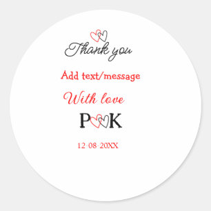 Sticker Rond Avec amour ajouter lettre de nom de couple merci a
