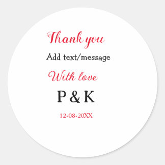 Sticker Rond Avec amour ajouter lettre du nom du couple merci a