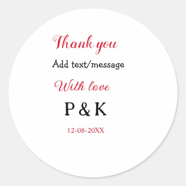 Sticker Rond Avec amour ajoutez la lettre du nom du couple merc (Devant)