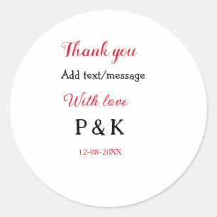 Sticker Rond Avec amour ajoutez la lettre du nom du couple merc