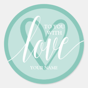 Sticker Rond Avec Amour Aqua