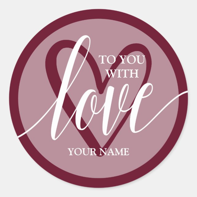 Sticker Rond Avec Amour Bourgogne (Devant)