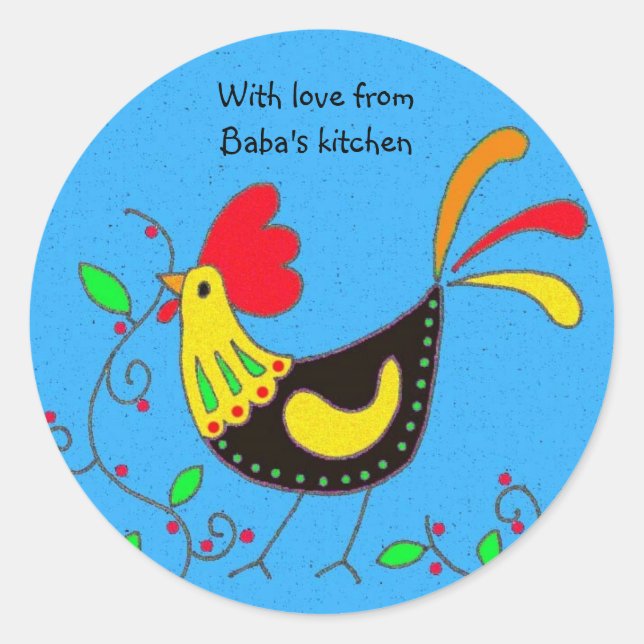 Sticker Rond Avec amour de la cuisine du baba (Devant)