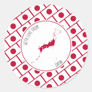 Sticker Rond Avec amour du JAPON Carte du drapeau