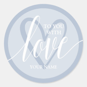 Sticker Rond Avec amour Dusty Blue