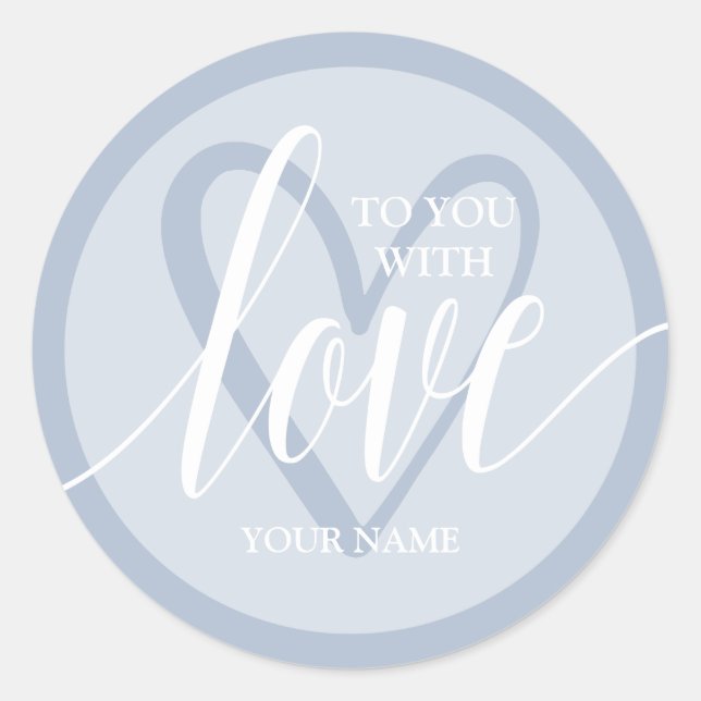 Sticker Rond Avec amour Dusty Blue (Devant)