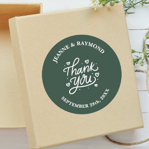 Sticker Rond Avec Amour Mariage Merci Favoriser Sage Green