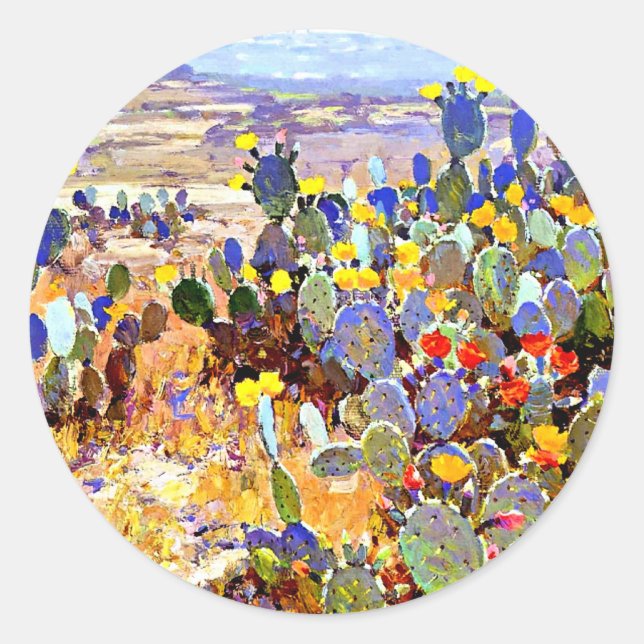 Sticker Rond Avec Cacti, Julian Onderdonk, (Devant)