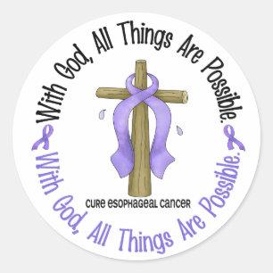 Sticker Rond AVEC DIEU CROISER Cancer de l'oesophage T-shirts e