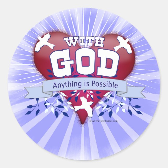 Sticker Rond Avec Dieu tout est possible (Devant)