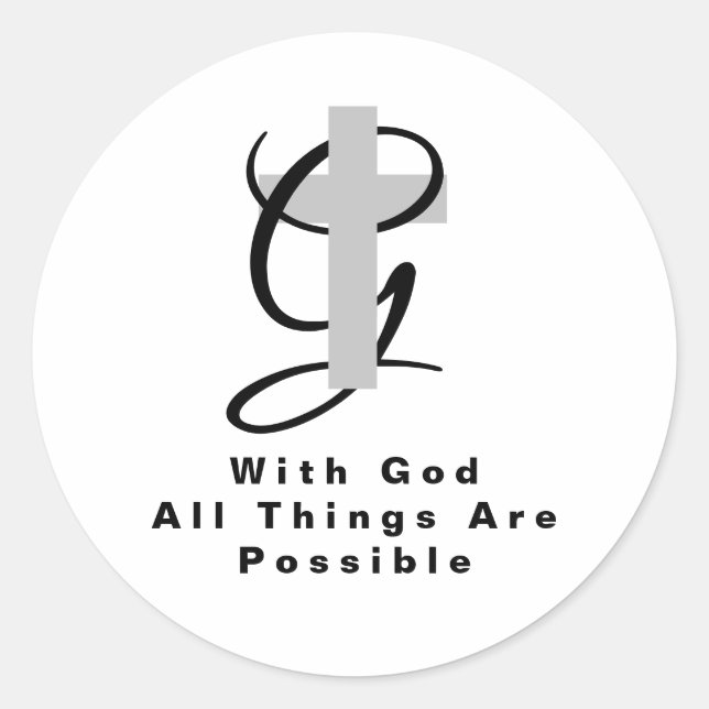 Sticker Rond Avec Dieu toutes les choses sont possibles citatio (Devant)