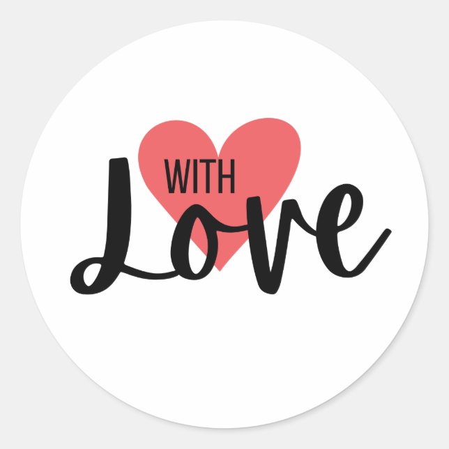 Sticker Rond Avec enveloppe de paquet de coeur d'amour Saint-Va (Devant)