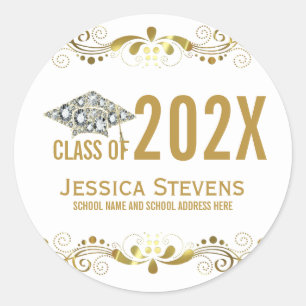 Sticker Rond Avec Faux Gold Lace & Diamonds Grad Casquette St