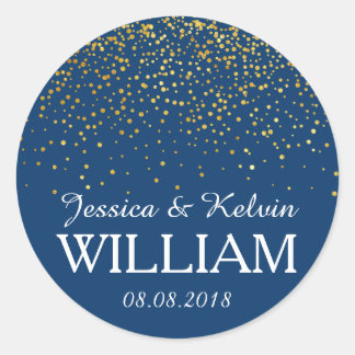 Sticker Rond Avec Faux Gold parties scintillant confettis/point