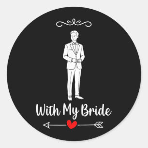Sticker Rond Avec la mariée, couple assorti, mariage, lune de m