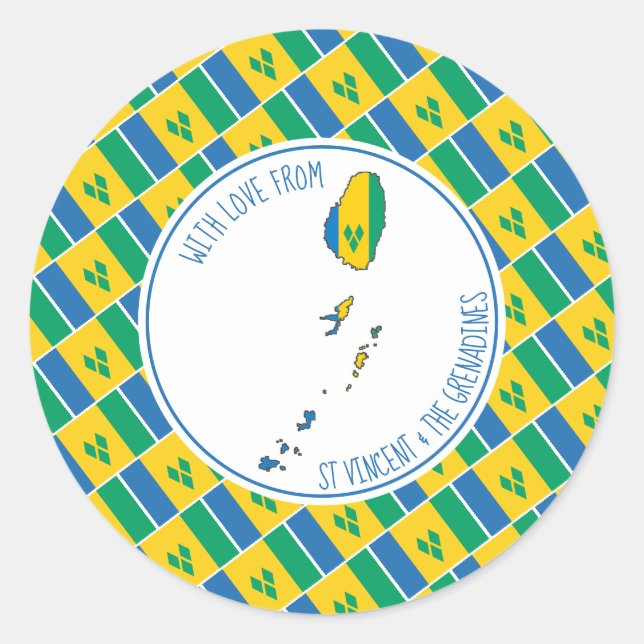 Sticker Rond Avec l'amour de ST VINCENT DRAPEAU Vinden Carte (Devant)