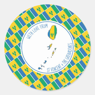 Sticker Rond Avec l'amour de ST VINCENT DRAPEAU Vinden Carte