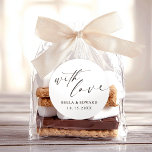 Sticker Rond Avec l'amour Élégant Mariage Merci<br><div class="desc">Express votre gratitude avec élégance à l'aide de cet élégant Sticker "With Love" Merci Mariage Classic Round Sticker. Doté d'un magnifique script de calligraphie et d'un design minimaliste noir et blanc, cet autocollant ajoute une touche moderne et sophistiquée à vos faveurs de mariage. Parfait pour une fête chic et branchée,...</div>