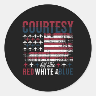 Sticker Rond Avec L'Autorisation De Red White And Blue American