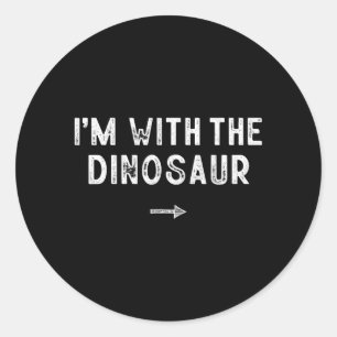 Sticker Rond Avec le costume de dinosaure correspondant à un Ha