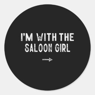 Sticker Rond Avec le costume de fille de saloon correspondant p